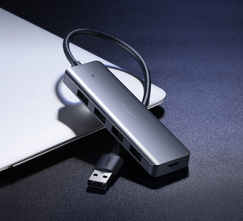 Hub USB UGREEN CM219, 4 x USB-A 3.0 - 1 x USB-C, Grigio