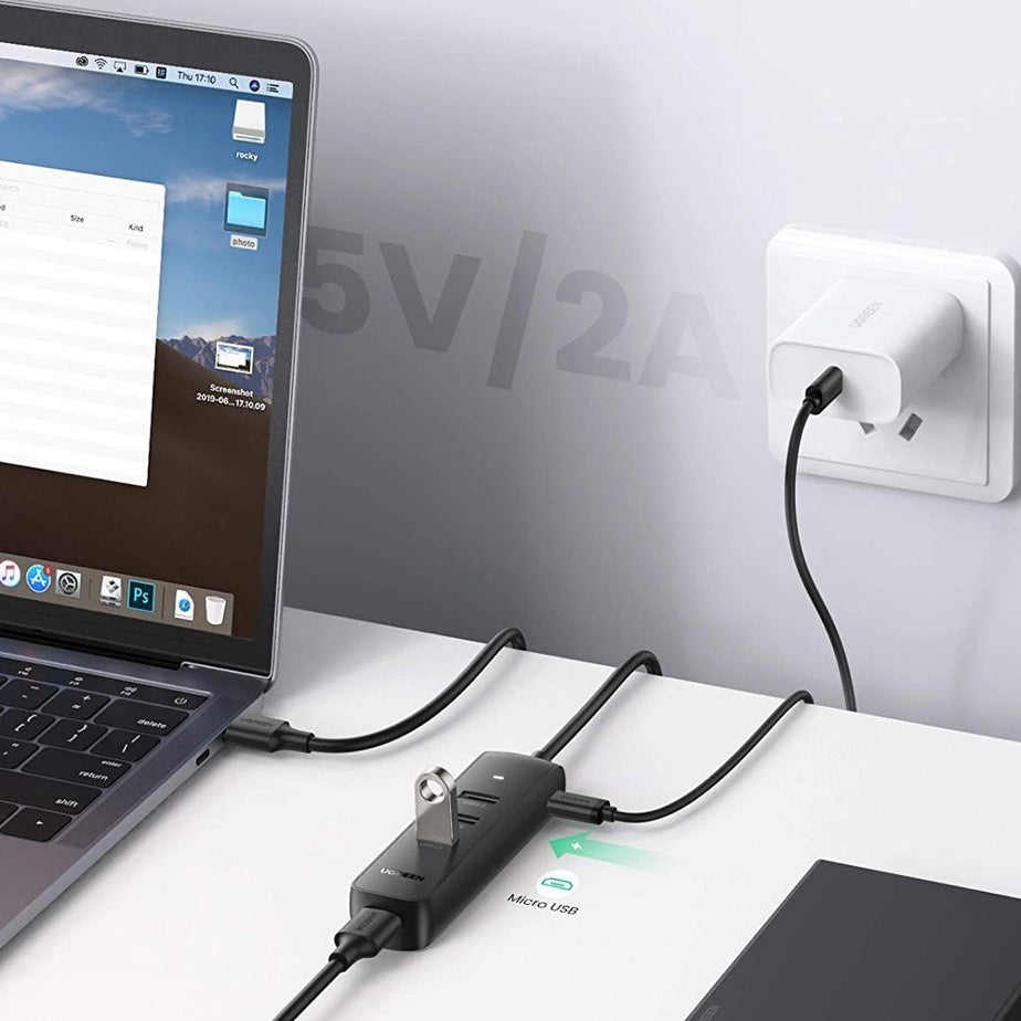 Hub USB UGREEN CM416, 4 x USB-A 3.0, 0.25m, Nero