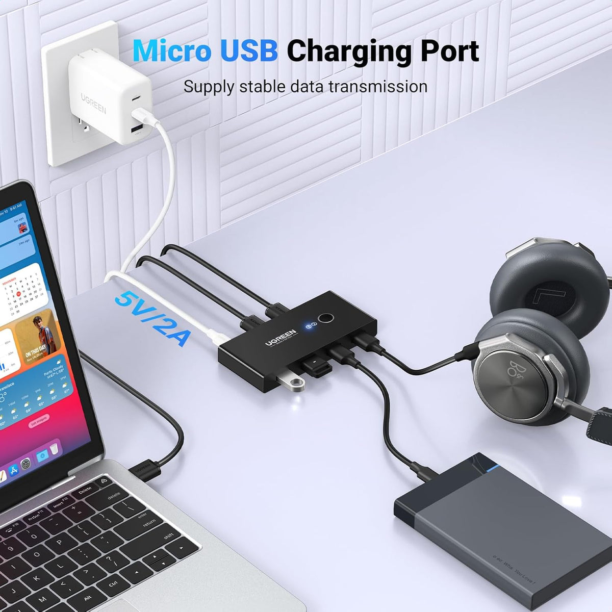 Switch USB UGREEN US216 (30767) Two Sharing Box, 4 x USB-A, Nero