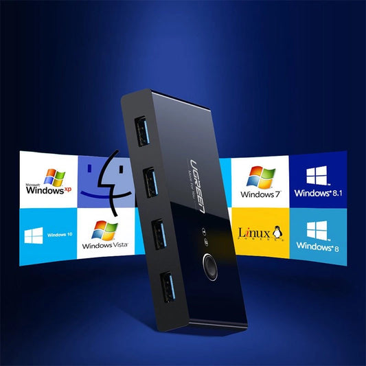 Hub USB UGREEN US216 Scatola di commutazione a due vie, 4 x USB-A 3.0, nero