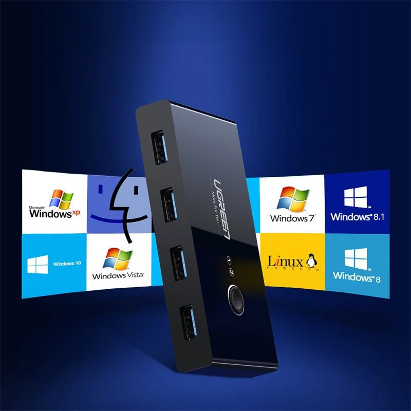 Switch USB UGREEN US216 (30768) Two Sharing Box, 4 x USB-A 3.0, Nero