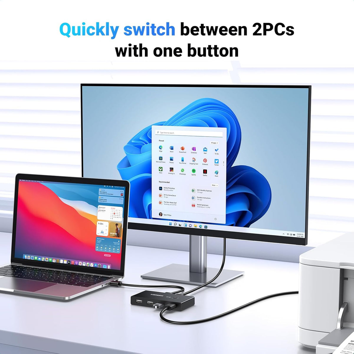 Switch USB UGREEN US216 (30767) Two Sharing Box, 4 x USB-A, Nero