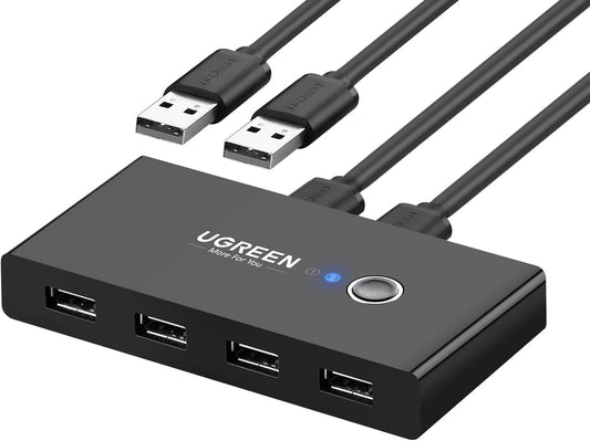 Hub USB UGREEN US216 Scatola di commutazione a due vie, 4 x USB-A, nero