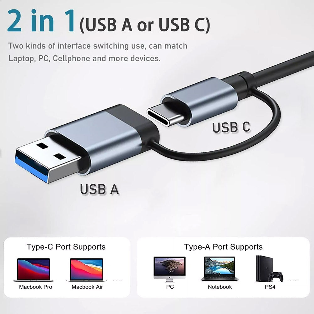 Hub USB / USB-C Techsuit H8 DataBridge, 4in1, Grigio