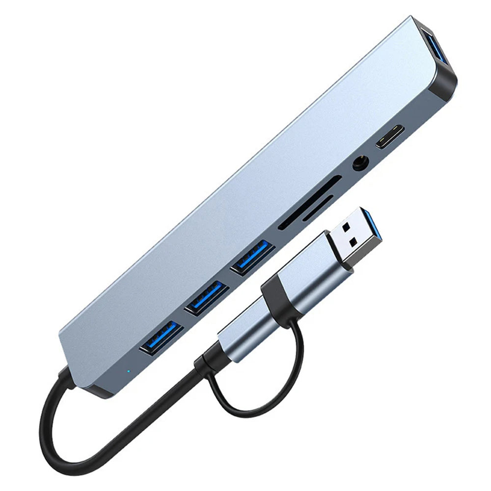 Hub USB / USB-C Techsuit H9 DataBridge, 8in1, Grigio