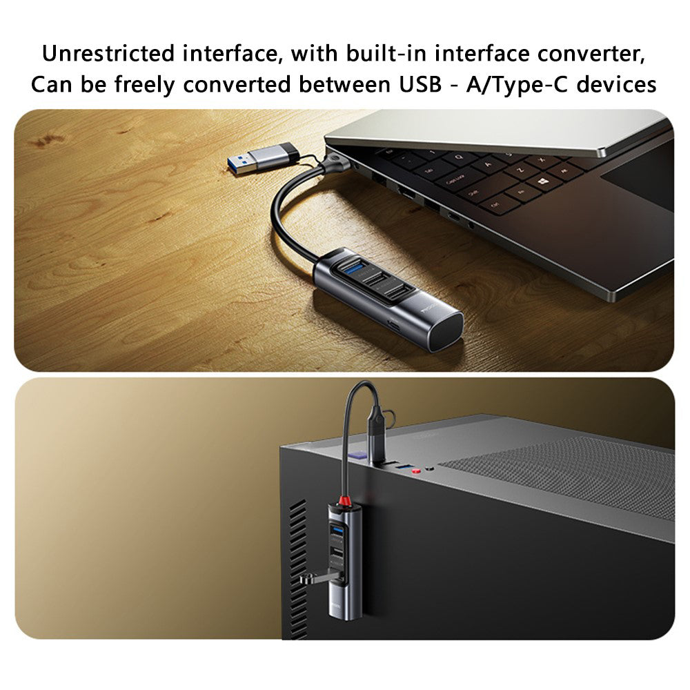 Hub USB / USB-C Yesido HB19, 4in1, Grigio