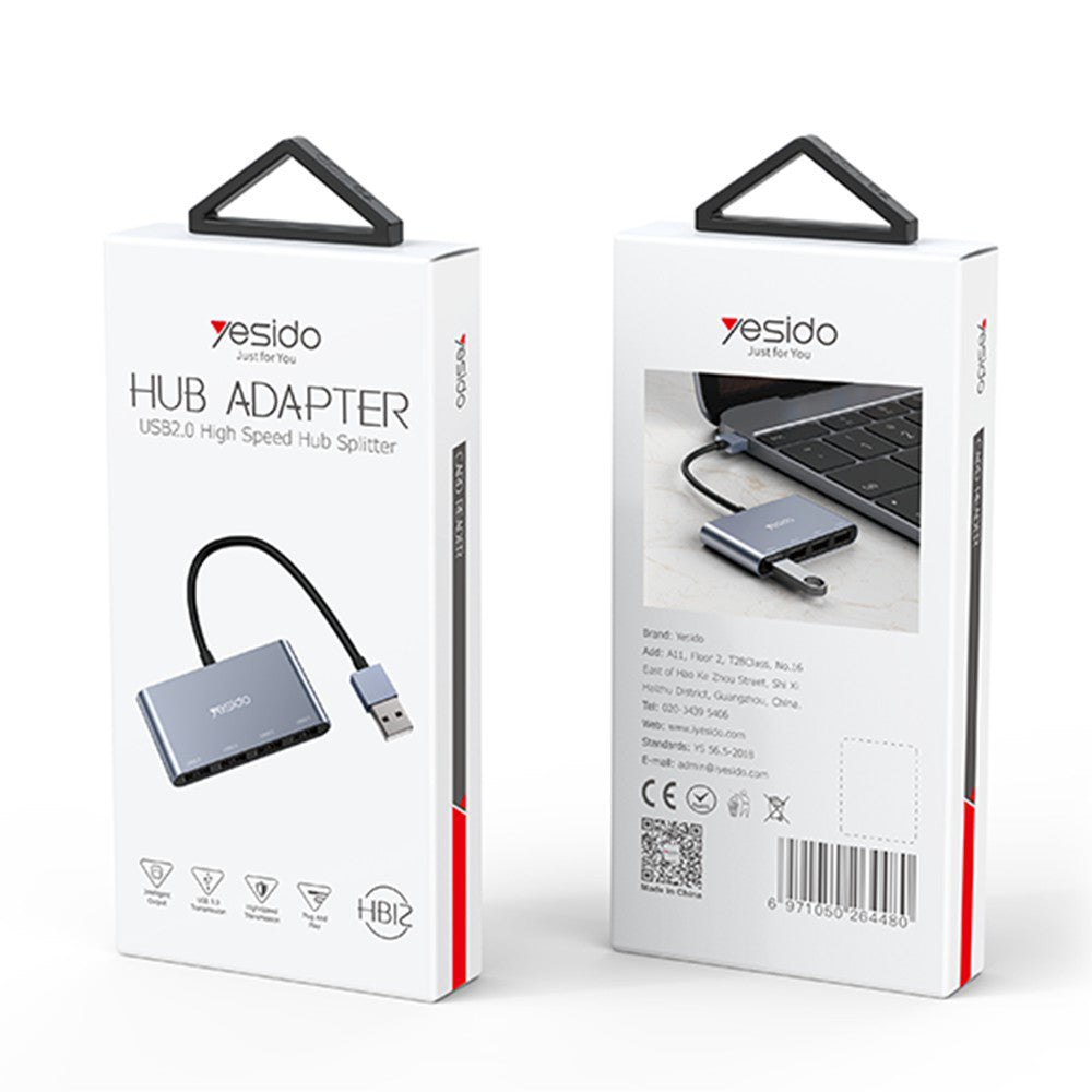 Hub USB Yesido HB12, 4in1, Grigio