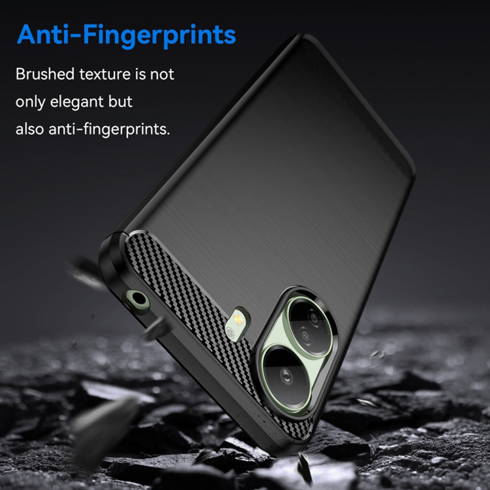 Custodia con Protezione Fotocamera per Xiaomi Poco C65 / Redmi 13C, Techsuit, Carbonio, Nera