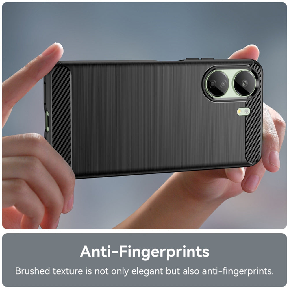 Custodia con Protezione Fotocamera per Xiaomi Poco C65 / Redmi 13C, Techsuit, Carbonio, Nera