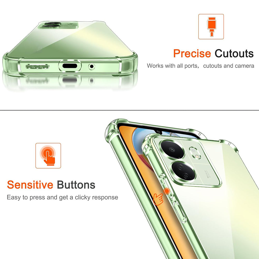 Custodia con Protezione per Fotocamera per Xiaomi Poco C65 / Redmi 13C, Techsuit, Shockproof Clear, Trasparente