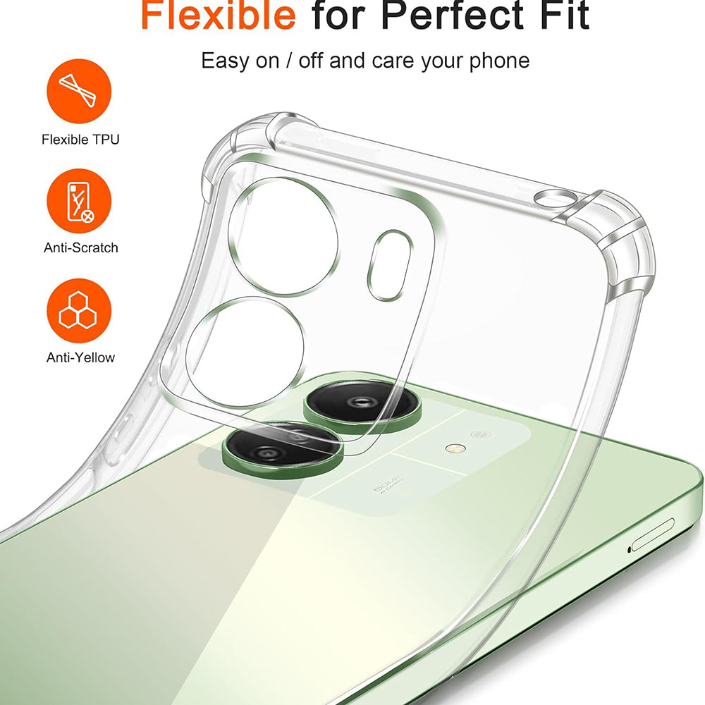 Custodia con Protezione per Fotocamera per Xiaomi Poco C65 / Redmi 13C, Techsuit, Shockproof Clear, Trasparente