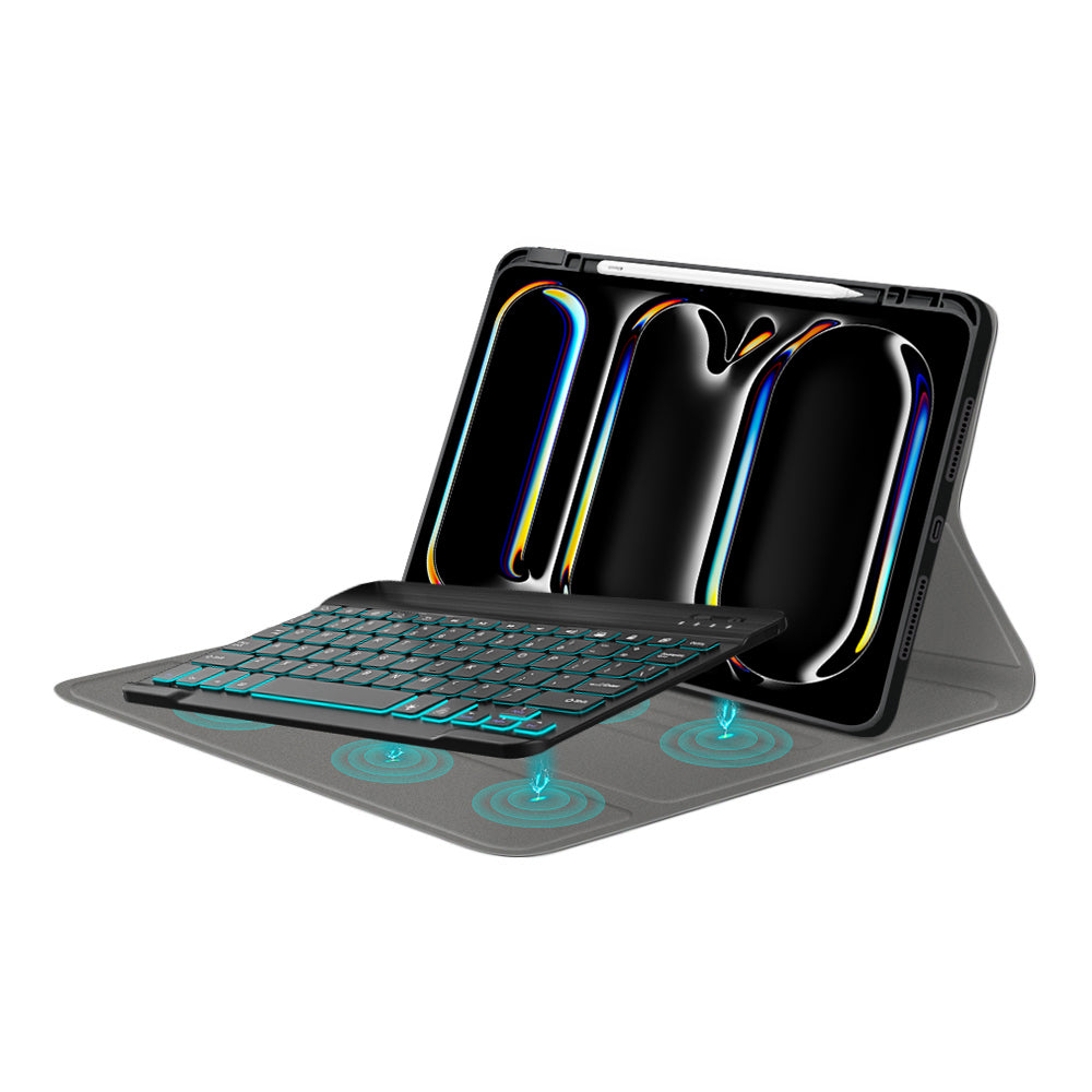 Custodia con Tastiera per Apple iPad Pro 11 (2024), Techsuit, CozyTab, Nera