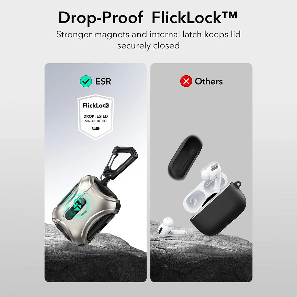 Custodia ESR Cyber FlickLock per Apple AirPods Pro 3, Grigio