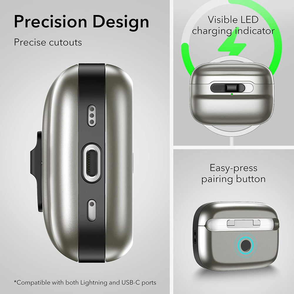 Custodia ESR Pulse per Apple AirPods Pro Series, Grigio