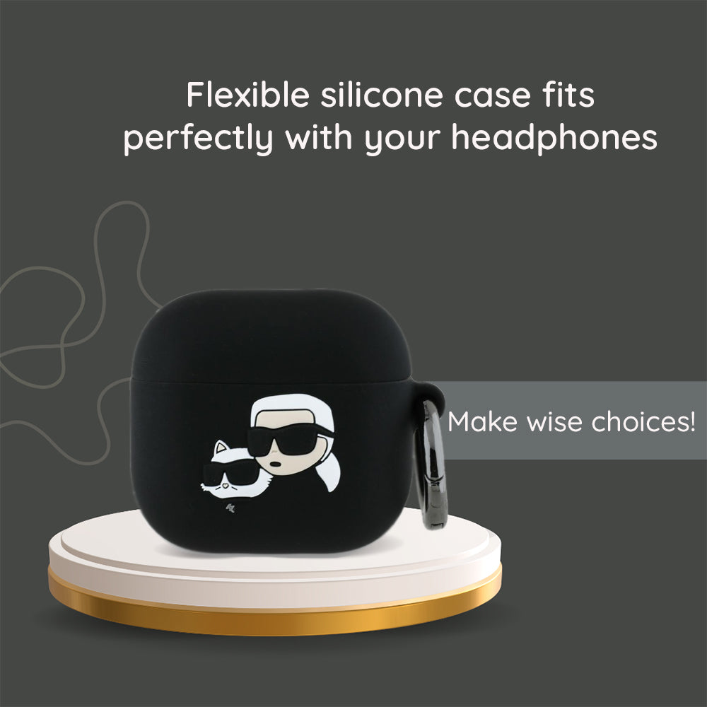 Custodia Karl Lagerfeld 3D Karl's Head per Apple AirPods 4, Nera