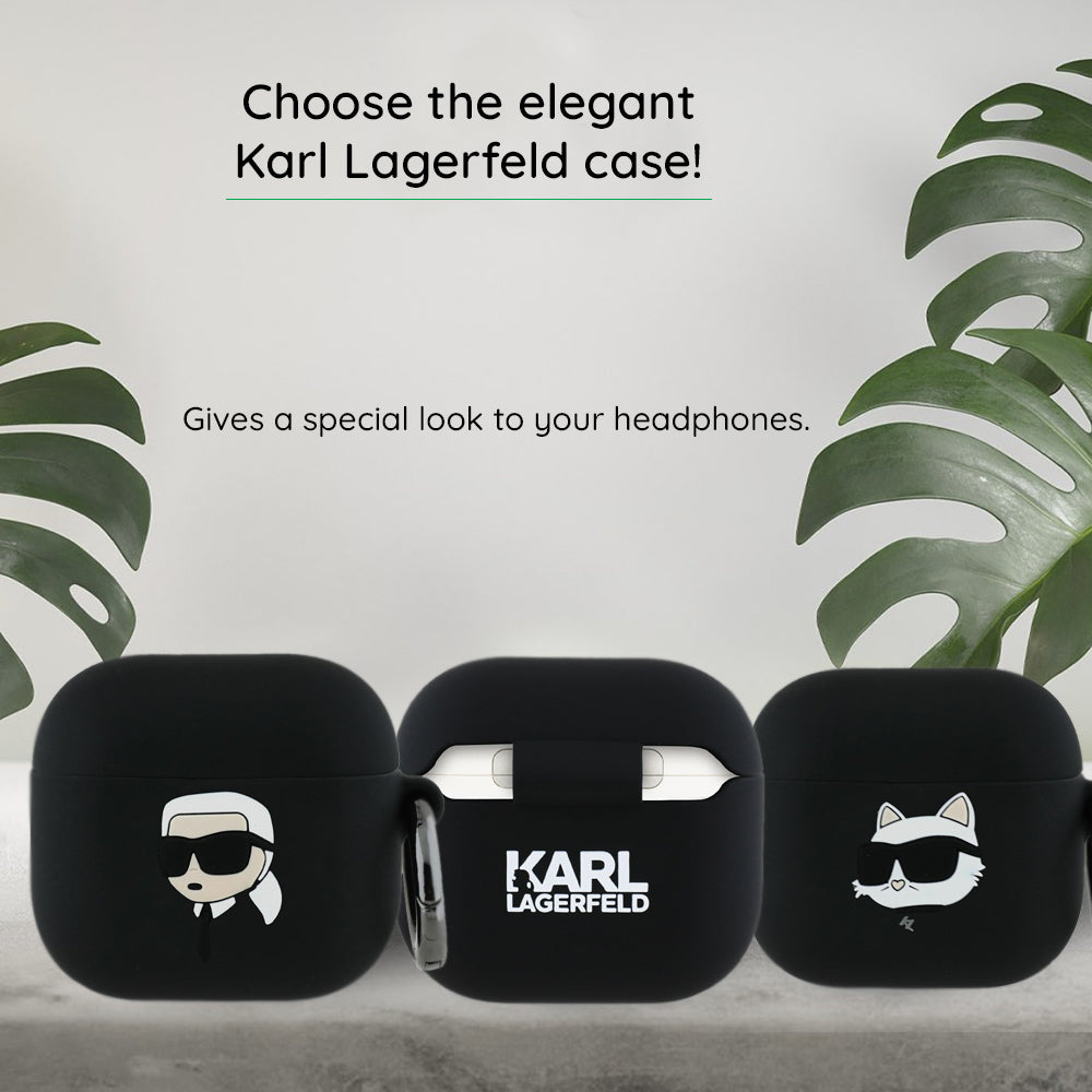 Custodia Karl Lagerfeld 3D Karl's Head per Apple AirPods 4, Nera