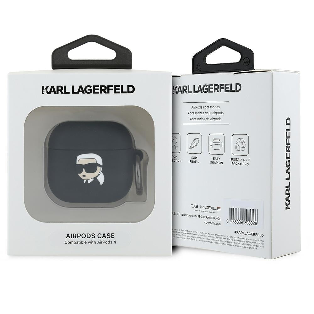 Custodia Karl Lagerfeld 3D Karl's Head per Apple AirPods 4, Nera