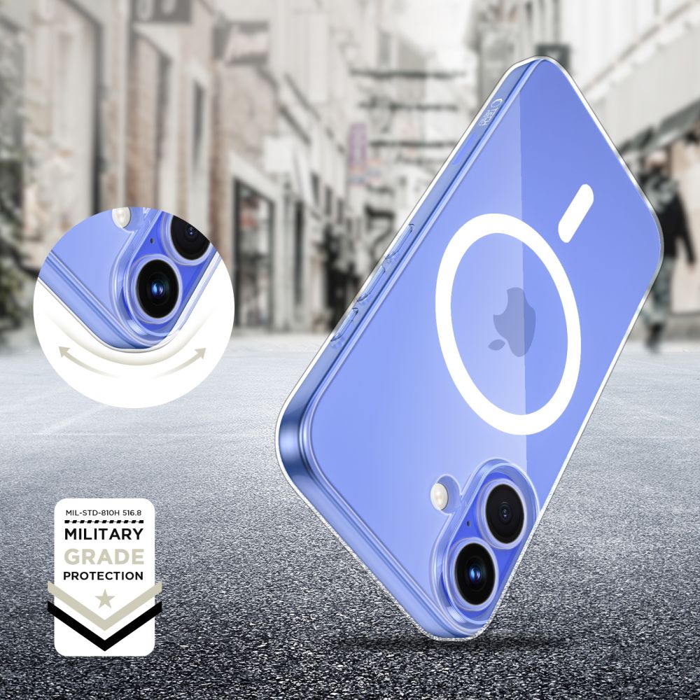 Custodia MagSafe per Apple iPhone 16, Tech-Protect, Flexair+, trasparente