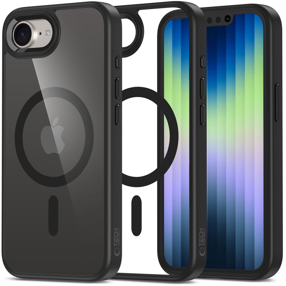 Custodia MagSafe per Apple iPhone 16e, Tech-Protect, Magmat Clear, Nera