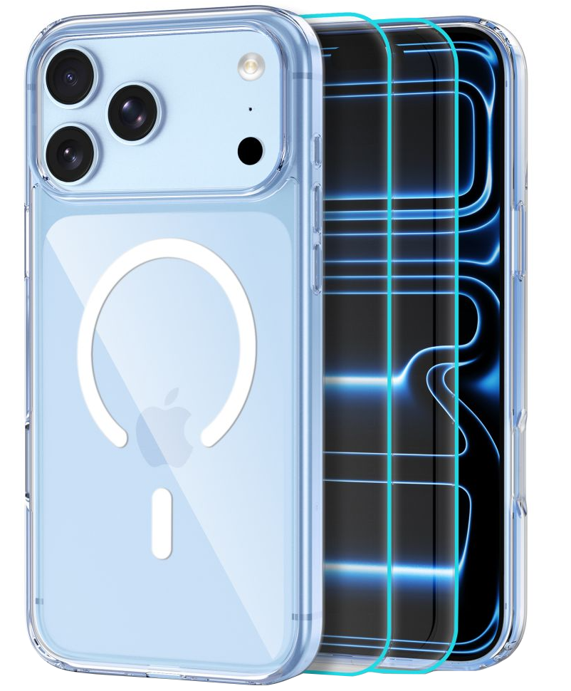Custodia MagSafe per Apple iPhone 18 Pro / 17 Pro, Tech-Protect, Flexair Hybrid con Protezione Schermo, Trasparente