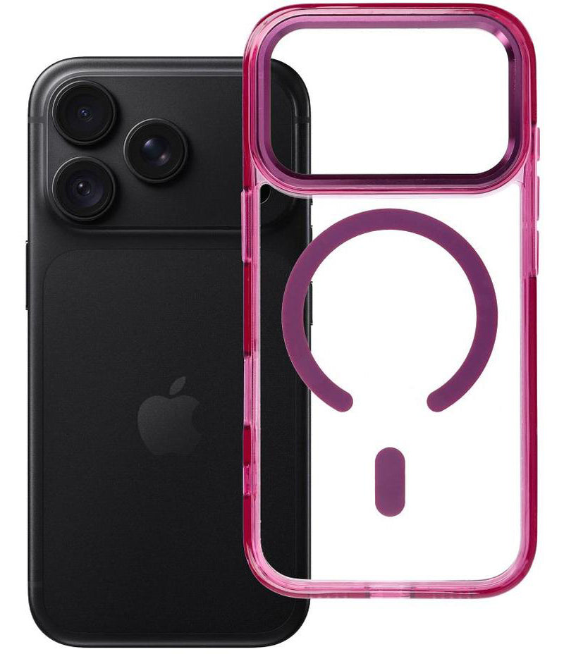Custodia MagSafe per Apple iPhone 18 Pro / 17 Pro, OEM, Frame Clear Hybrid, color bordeaux