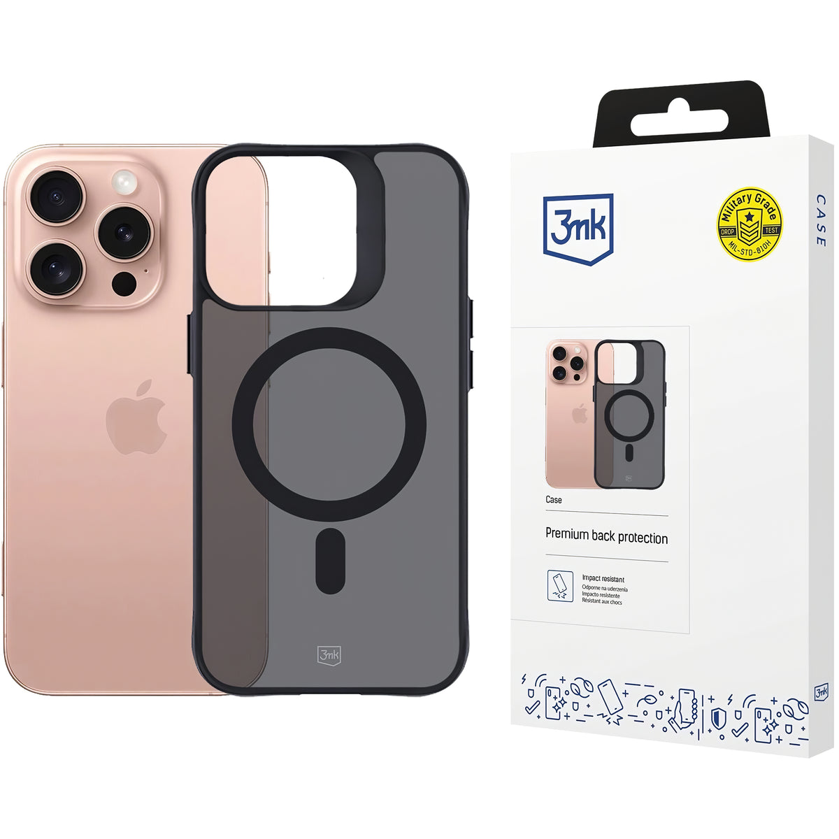 Custodia MagSafe per Apple iPhone 16 Pro, 3MK, Smoke MagCase, nero