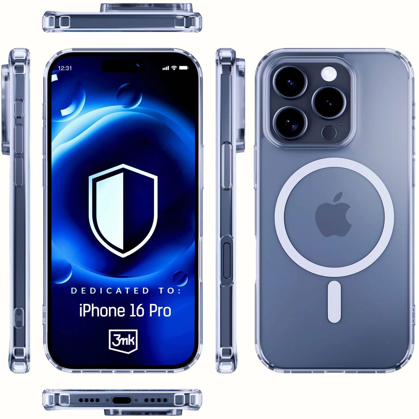 Custodia MagSafe per Apple iPhone 16 Pro, 3MK, MagCase, MagCase, Trasparente