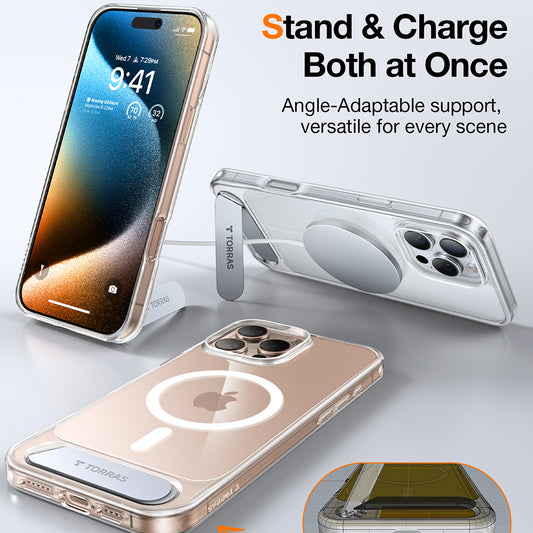 MagSafe Case for Apple iPhone 16 Pro, Torras, Pstand, Transparent