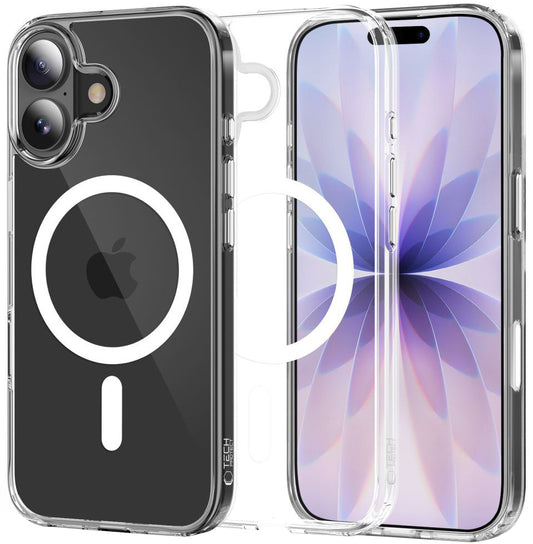 Custodia MagSafe per Apple iPhone 17, Tech-Protect, Flexair Hybrid CC, Trasparente