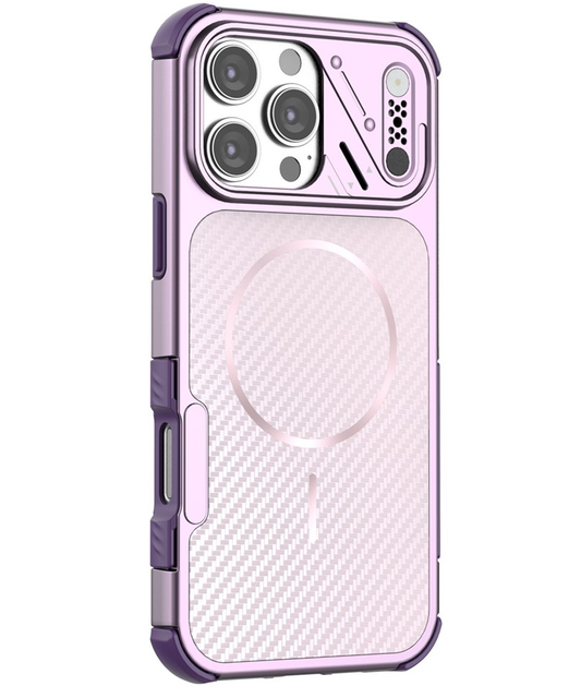 Custodia MagSafe per Apple iPhone 16 Pro Max, OEM, Protezione in Carbonio e Angoli, Viola