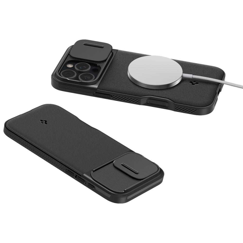 Custodia MagSafe per Apple iPhone 16 Pro Max, Spigen, OPTIK ARMOR, nero ACS08015