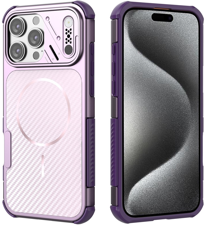 Custodia MagSafe per Apple iPhone 16 Pro, OEM, Protezione in Carbonio e Angoli, Viola