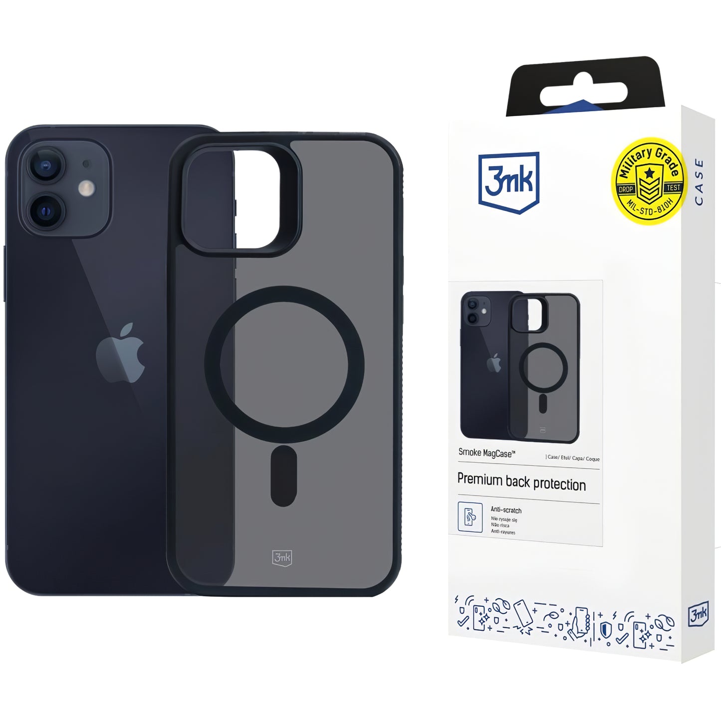 Custodia MagSafe per Apple iPhone 12 / 12 Pro, 3MK, Smoke MagCase, Nera