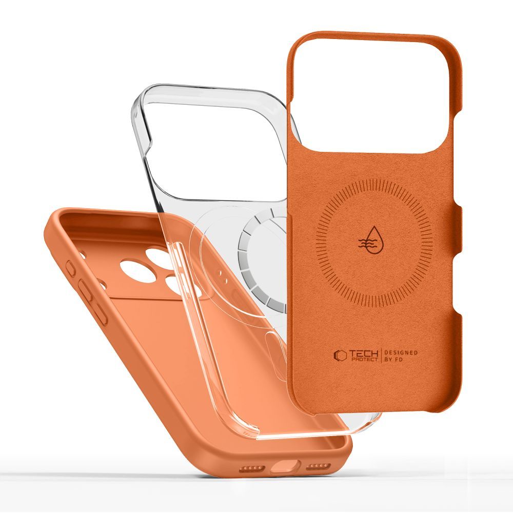 Custodia MagSafe per Apple iPhone 17 Pro, Tech-Protect, Silicone, Arancione