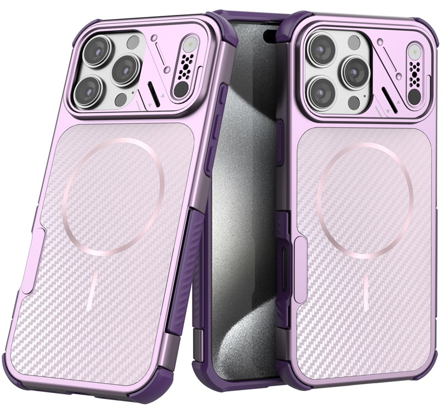 Custodia MagSafe per Apple iPhone 16 Pro Max, OEM, Protezione in Carbonio e Angoli, Viola