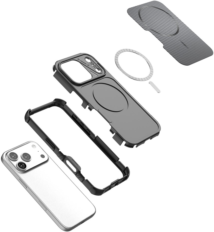 Custodia MagSafe per Apple iPhone 18 Pro / 17 Pro, OEM, Protezione in Carbonio e agli Angoli, Nera