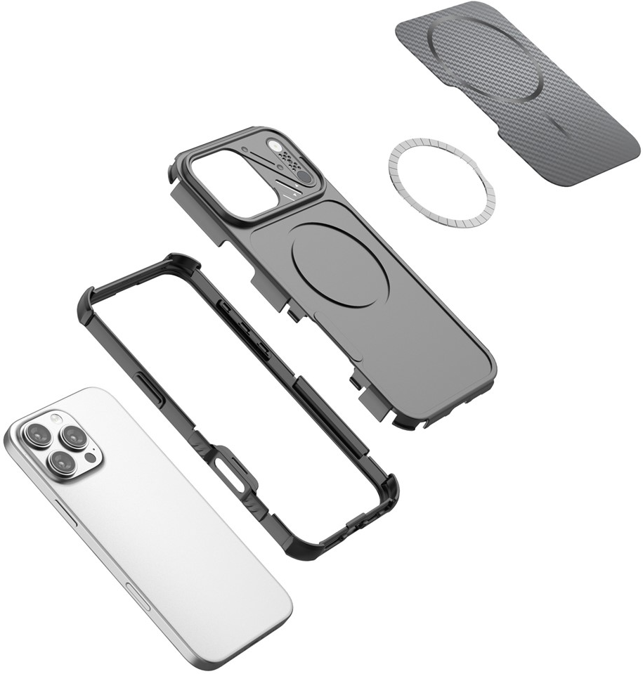 Custodia MagSafe per Apple iPhone 16 Pro Max, OEM, Protezione in Carbonio e Angoli, Nera