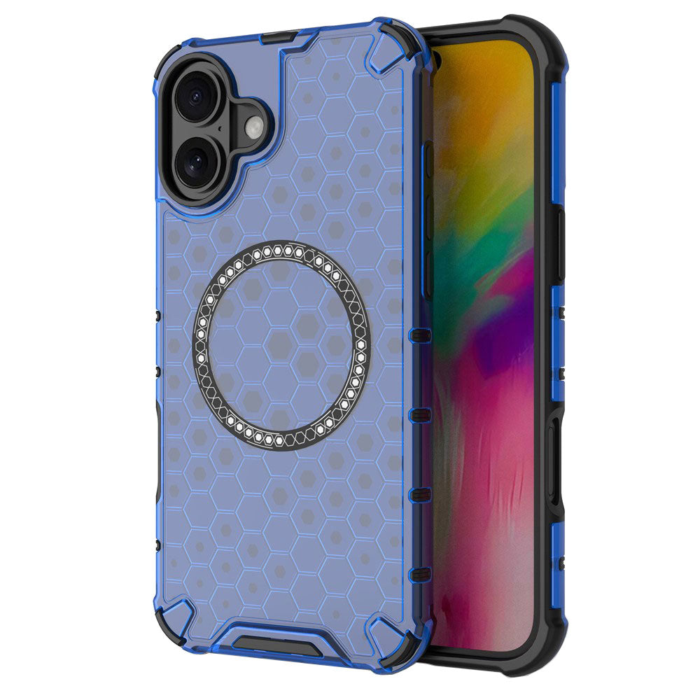 Custodia MagSafe per Apple iPhone 16, Techsuit, HoneyComb Shield, Blu