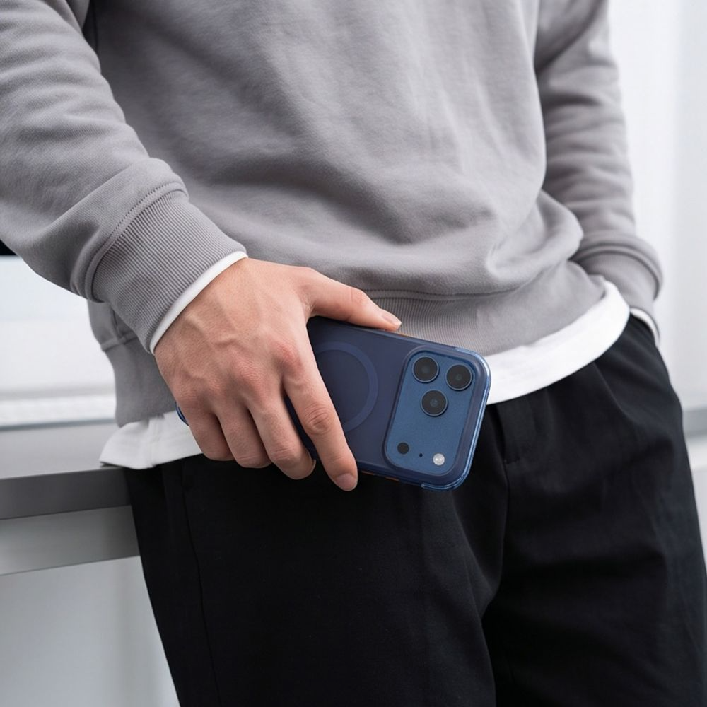 Custodia MagSafe per Apple iPhone 18 Pro / 17 Pro, Tech-Protect, MagAir CC, Blu Navy Opaco