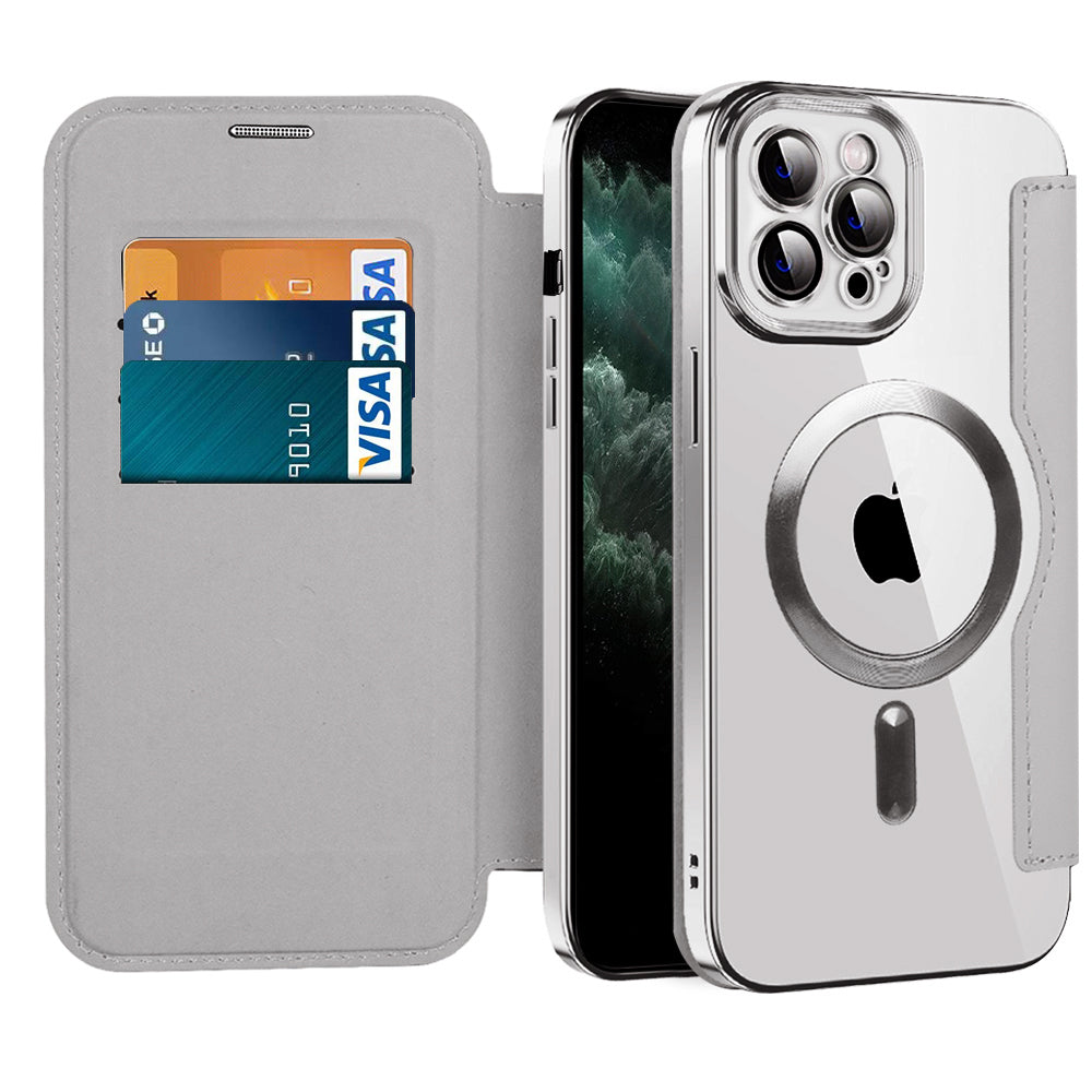 Custodia MagSafe per Apple iPhone 11 Pro Max, Techsuit, SmartMag Book, Grigio