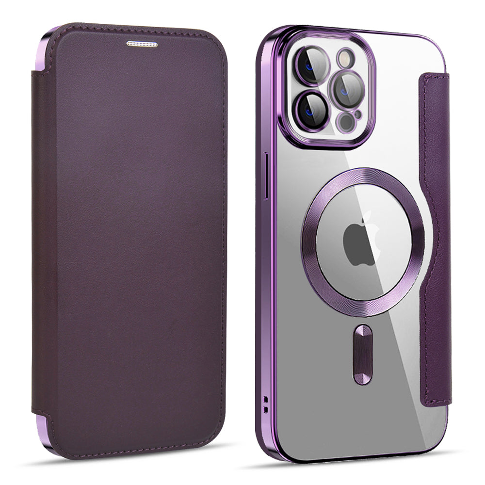 Custodia MagSafe per Apple iPhone 11 Pro Max, Techsuit, SmartMag Book, Viola