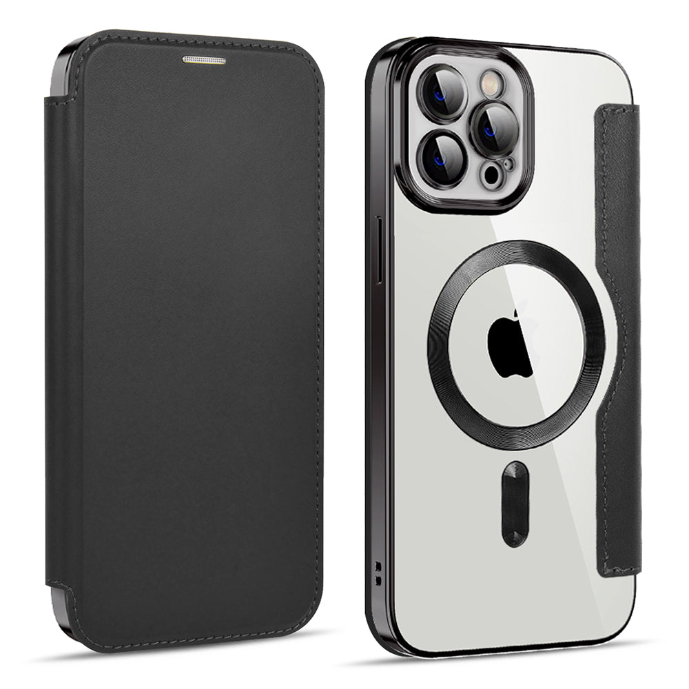 Custodia MagSafe per Apple iPhone 11 Pro Max, Techsuit, SmartMag Book, Nera