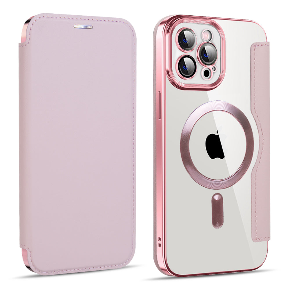 Custodia MagSafe per Apple iPhone 11 Pro Max, Techsuit, SmartMag Book, Rosa