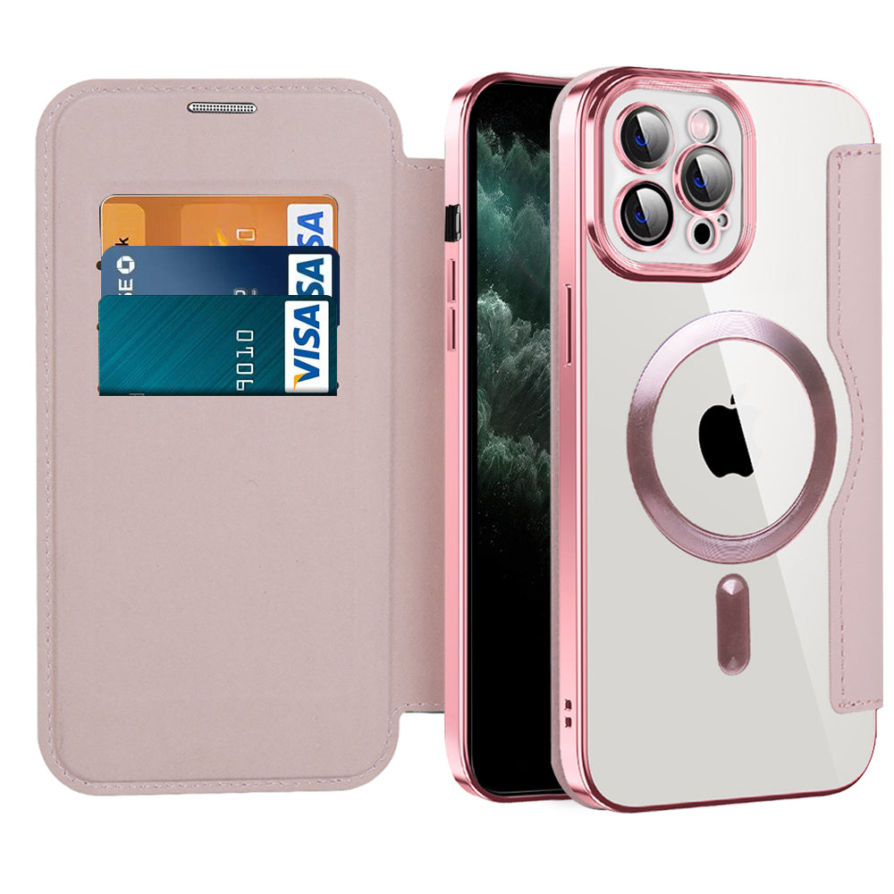 Custodia MagSafe per Apple iPhone 11 Pro Max, Techsuit, SmartMag Book, Rosa