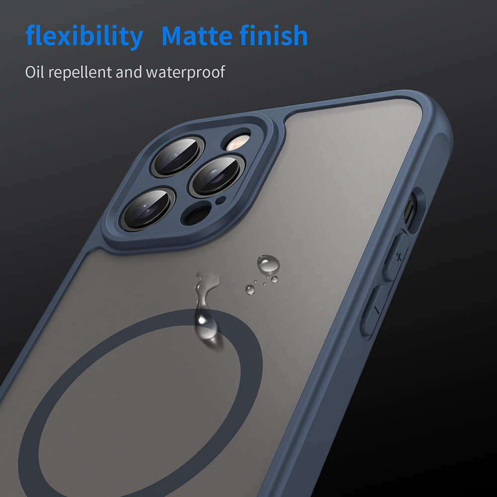 Custodia MagSafe per Apple iPhone 12 Pro Max, Techsuit, HaloFrost II, Blu Navy