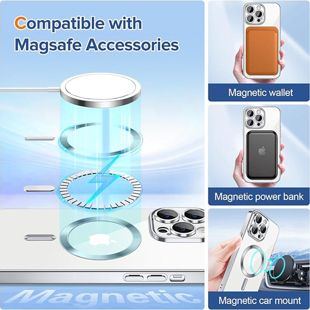 Custodia MagSafe per Apple iPhone 12 Pro Max, Techsuit, Luxury Crystal, Argento