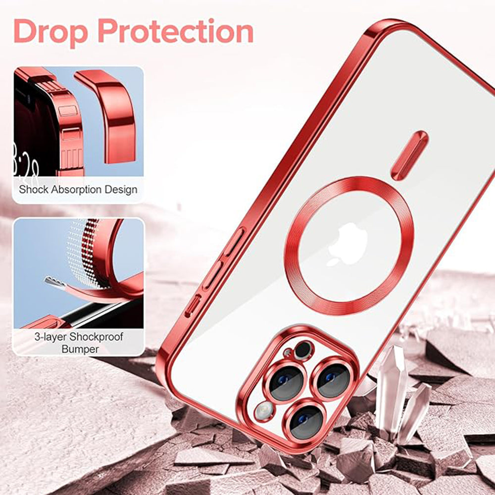 Custodia MagSafe per Apple iPhone 12 Pro Max, Techsuit, Luxury Crystal, Rossa