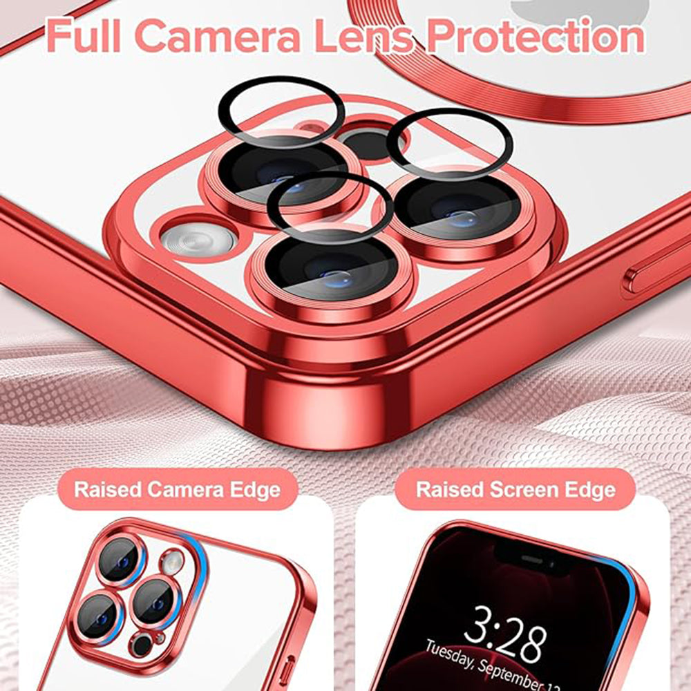 Custodia MagSafe per Apple iPhone 12 Pro Max, Techsuit, Luxury Crystal, Rossa