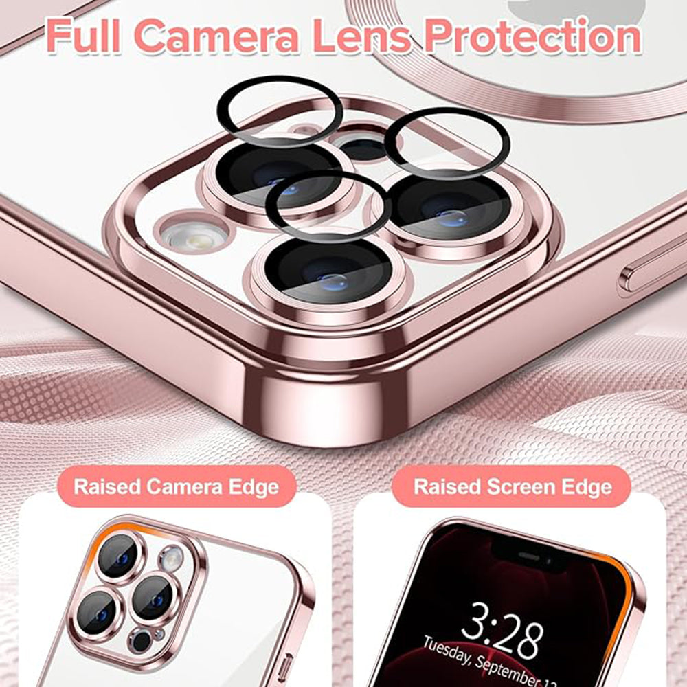 Custodia MagSafe per Apple iPhone 12 Pro Max, Techsuit, Luxury Crystal, Rosa