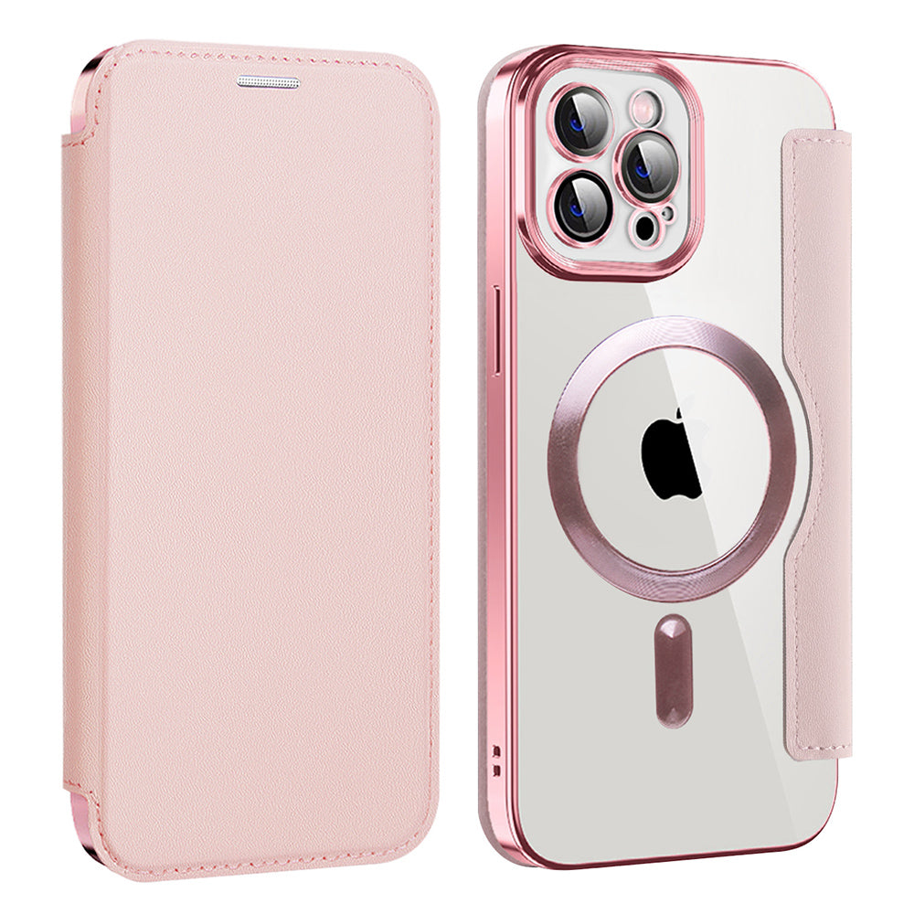 Custodia MagSafe per Apple iPhone 12 Pro Max, Techsuit, SmartMag Book, Rosa